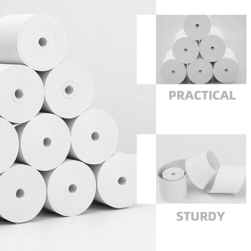 Rolo de papel térmico para impressão, branco, multiuso, com superfície lisa. 2