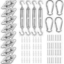 Kit de fixation pour voile d'ombrage triangulaire ou rectangulaire de 15 cm (6 pouces), en acier inoxydable 304. Kit de fixation extérieur pour