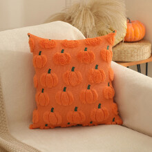 Housse de coussin unie 45 x 45 cm, motif citrouille d'automne festif, idéale pour la décoration intérieure et le salon, fermeture éclair