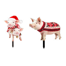 Décorations de Noël pour jardin, pelouse, porche et trottoir : poules et chats à planter sur piquets – Décorations d'hiver pour les fêtes de