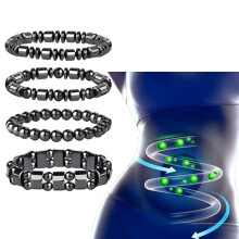 Pulseras de ojo de tigre de hematita, 4 piezas, ajustables con cuentas magnéticas