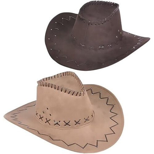 Μαύρο Καπέλο Western Cowboy για Ενήλικες Unisex από Τεχνητό Δέρμα 2