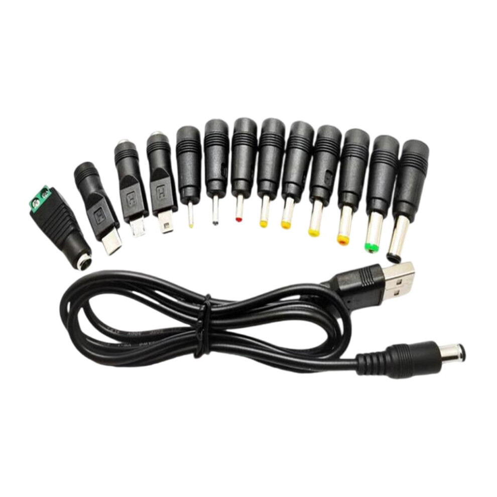Yiemeen Universal 5V Usb To 5.5X2.1mm Power Cable Usb Power Charger Plug Adapter With 13 Interchangeable Connectors For Speaker 9425574934758