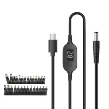 Typ-C-auf-DC5525-Stromkabel mit Digitalanzeige, 5–28 V