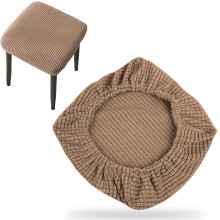 Schminktischhocker-Überzüge, rutschfeste elastische Sitzbezüge für Schminktische, quadratische Esszimmerstühle und Barhocker – Khaki,