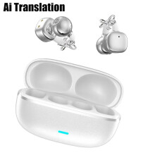 Écouteurs intra-auriculaires sans fil Bluetooth avec micro, traduction IA, strass, fixation par clip, résistants à l'eau, charge rapide et