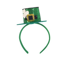 Shamrock-hårband med glitteröron och klöverdekor – Festtillbehör till St. Patrick's Day
