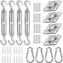 Kit de fixation pour auvent, voile d'ombrage robuste, kit de quincaillerie en acier inoxydable pour jardin triangulaire, carré et rectangulaire,