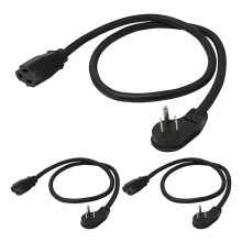3ft Flat Plug Power Extension Cord 3-Pack, 14AWG SJTW, 15A 125V, NEMA 5-15P to 5-15R, UL Listed