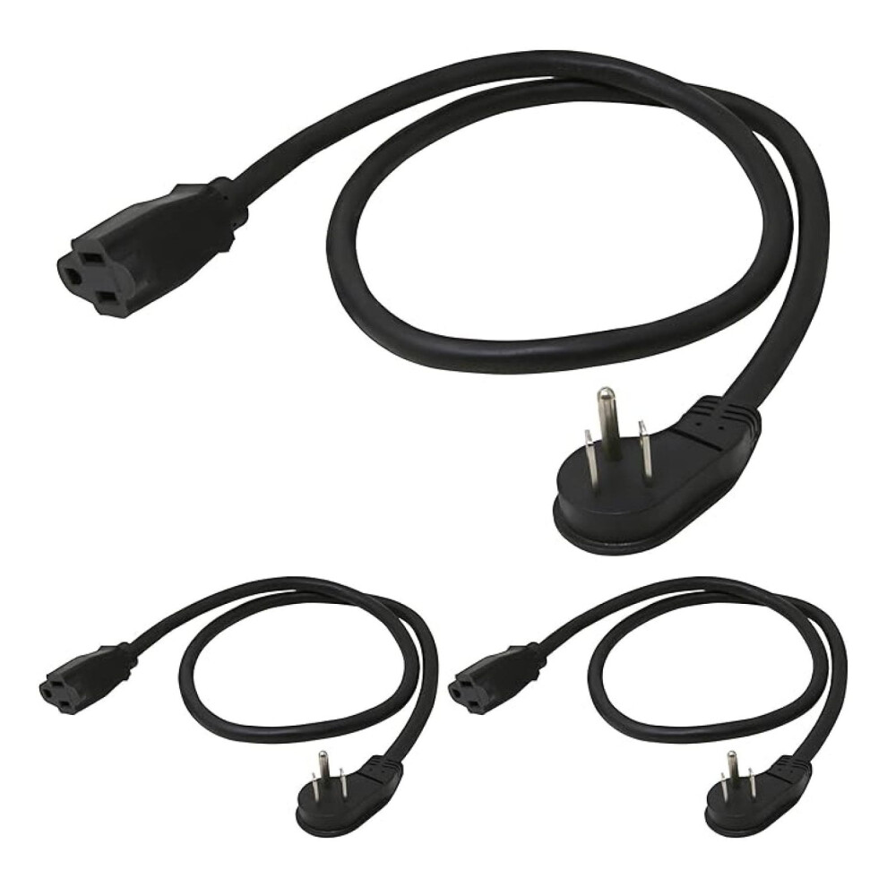 3Ft Flat Plug Power Extension Cord 3-Pack, 14Awg Sjtw, 15A 125V, Nema 5-15P To 5-15R, Ul Listed 9425574934741