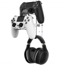 Colgador de pared acrílico para mando de videojuegos con soporte para auriculares