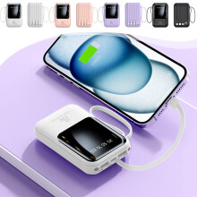 Powerbank-Sonderangebot: Tragbares Ladegerät mit 4 integrierten Kabeln, 5000 mAh Schnelllade-Akkupack, kompatibel mit iPhone und Android