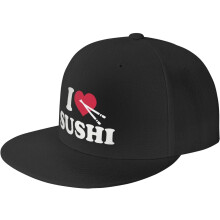 Férfi Női Állítható Baseball Sapkák, I Love Eat Sushi Unisex Egyszínű Kalapok Vintage Trucker Apu Sapka Fekete