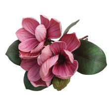 Tige de fleur de magnolia artificielle - Fausse fleur réaliste pour bouquet de mariée, vase, centre de table, décoration de table, 1 pièce (Rose