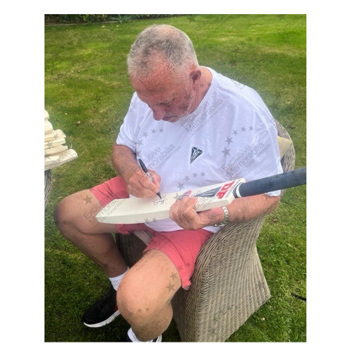 Ian Botham Signed Full Size Attack Cricket Bat. Deluxe Frame 1