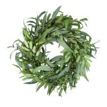 Couronne de feuilles artificielles de 61 cm (24 po) - Couronne de feuillage luxuriant pour le printemps et l'été, à suspendre à une porte, un mur