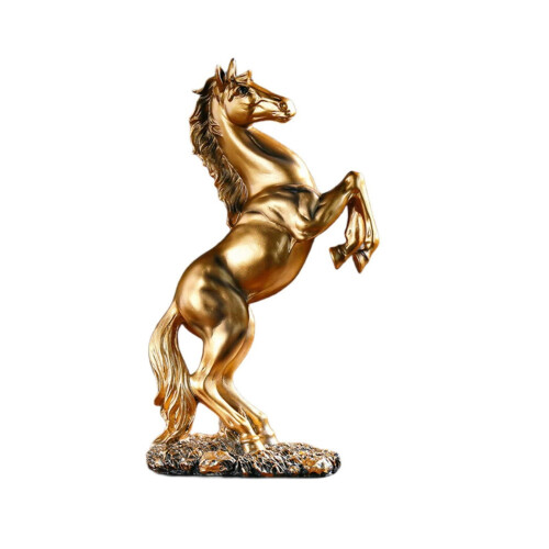 Statue de cheval debout, sculpture décorative dorée, 30 cm