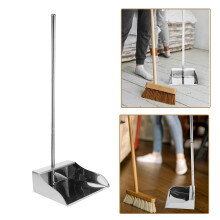 Indoor Use Stainless Steel Dustpan with Upright Design and Wide Scoop