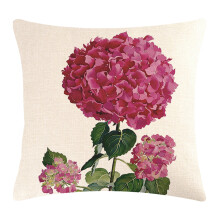 Housse de coussin élégante à imprimé hortensia avec motif floral délicat, taie d'oreiller en lin, coussin pour la fête des mères