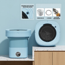 Foldable Portable Washing Machine with Dehydration, Mini Compact Washer for Underwear and Travel, 3-Mode Electric Washer for Dorm and Apartment(Blue)
