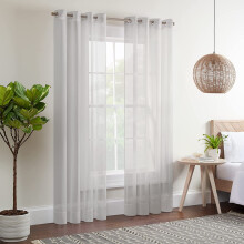 -Kiara Modern Sheer Voile Light Filtering Grommet Window Curtains for Bedroom (2 Panels), 54 in x 84 in, Silver
