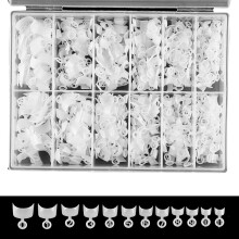 Faux ongles ovales courts demi-couverture style français 600 pièces
