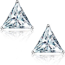 CZ stud earrings 18K white gold plated sterling silver