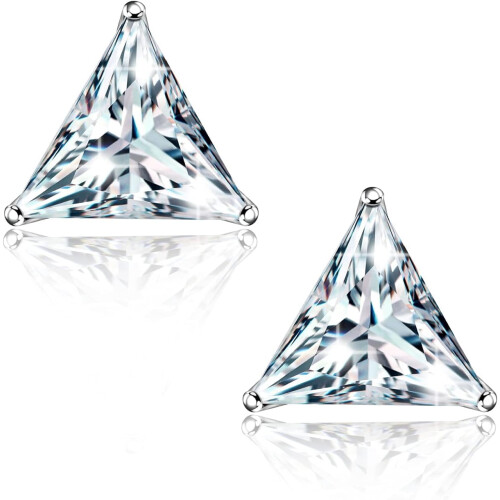 CZ stud earrings 18K white gold plated sterling silver