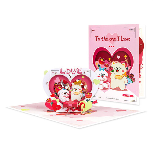 Εκπτώσεις!! Love Cats3D Κάρτα Αγίου Βαλεντίνου για την Ημέρα της Γυναίκας, Κάρτες 1