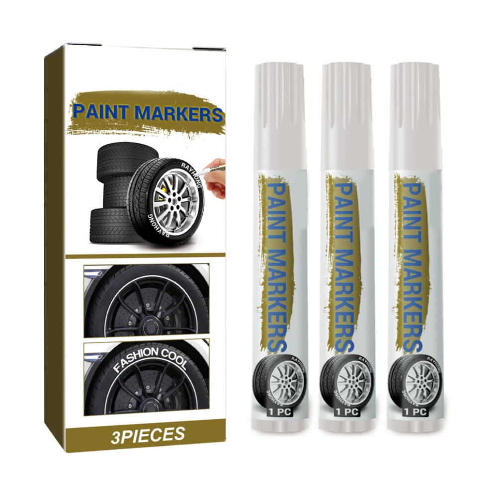 3Pieces Paint Pen For Car Tires, Paint Pens Waterproof Tire Marker Lettering Paint Pen White 9426043405878