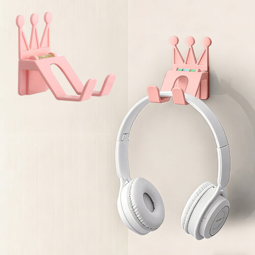 Support mural en forme de couronne pour manette et casque (rose)
