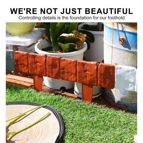 Qocolhg stone-look plastic lawn fence 10 pcs 2