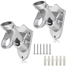 Heavy Duty Aluminum Flag Pole Holder for Outside House, Rust-Free, 1" ID, Stainless Hardware, Silver (2-Pack)