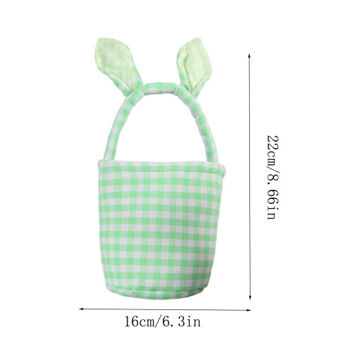 Easter Bunny Ear Plaid Tote Basket 2