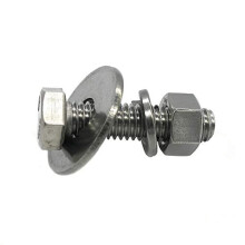 (10 Sets) 1/4-20x1 Stainless Steel Hex Head Screws Bolts, Nuts, Flat & Lock Washers, 18-8 (304) S/S, Fully Threaded by Bolt