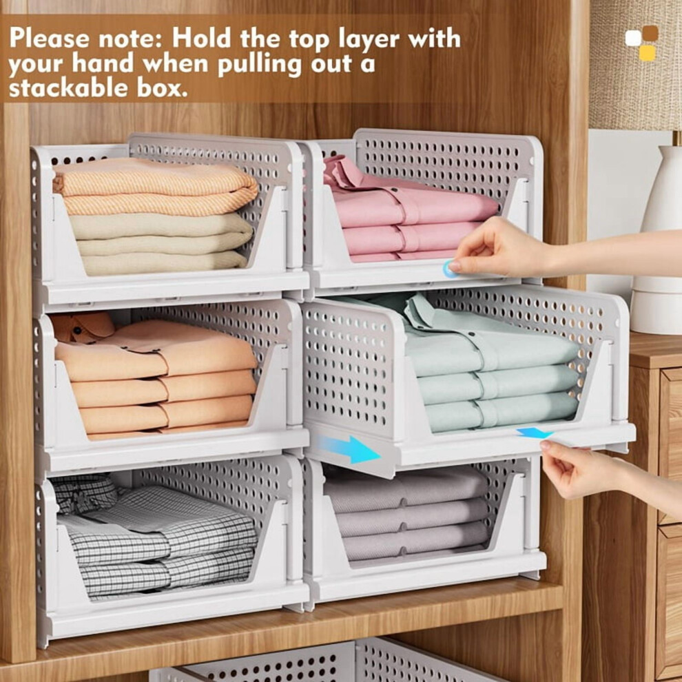 Stackable Wardrobe Storage Box, Foldable PP, 1 Pack