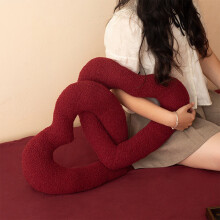 Housse de coussin en polaire rouge en forme de cœur, motif ours en peluche, 70 x 40 cm