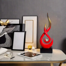 Sculpture de flamme en résine, style Art déco, 28,5 cm