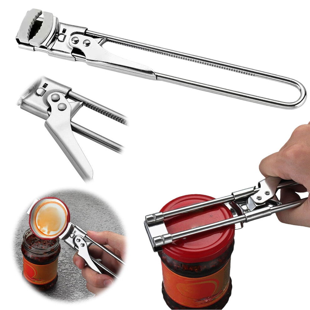 Gray 23Cm Jar Opener For Weak Hands, Adjustable Stainless Steel Can/Bottle Opener, Easy Twist Lid Opener For Seniors With Arthritis, Compatible With