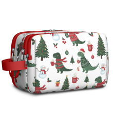 White Christmas Dino Toiletry Bag, Waterproof Travel Dopp Kit for Men & Women, 11x6.3x5.1 in, compatible with standard toiletries