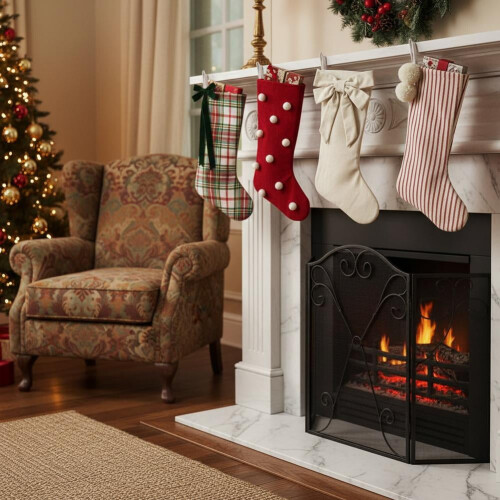 Christmas Stocking Set Classic Plush Cuff 4 Pack 1