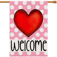 Bandera de San Valentín para el hogar, 71 x 101 cm, doble cara, con diseño de corazón, ideal para jardín, aniversario o boda. Compatible con