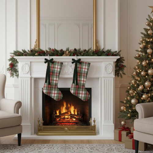 Christmas Stocking Set Classic Plush Cuff 4 Pack 2