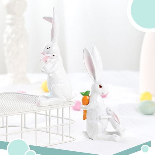 Resin Rabbit Figurine with Carrot & Small Rabbit – 2