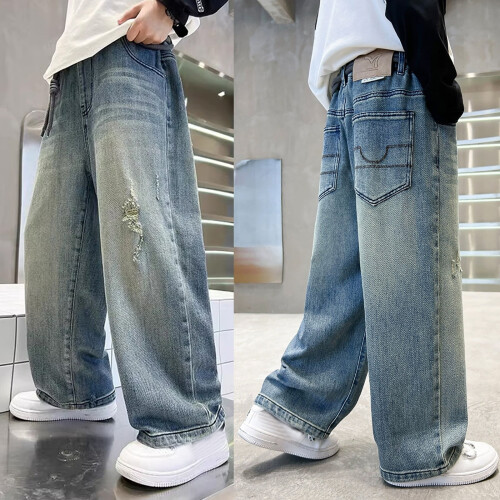 Τζιν Baggy Cargo για Αγόρια, Παντελόνι Denim με Ελαστική Μέση και Χαλαρή Εφαρμογή, Casual 1
