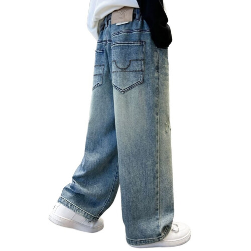 Τζιν Baggy Cargo για Αγόρια, Παντελόνι Denim με Ελαστική Μέση και Χαλαρή Εφαρμογή, Casual 2