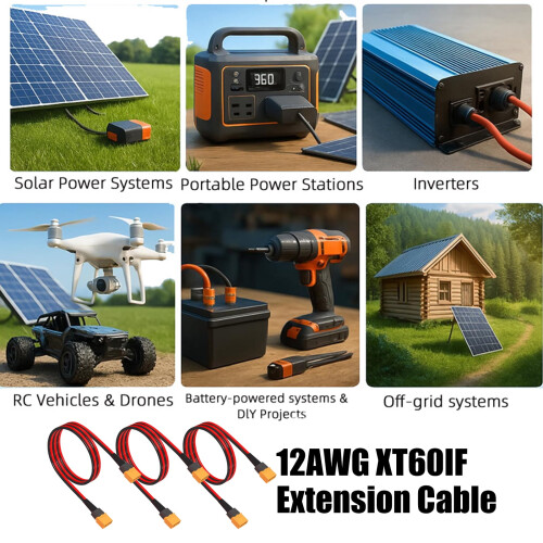 Cabo de extensão XT60 macho-macho 12AWG 1