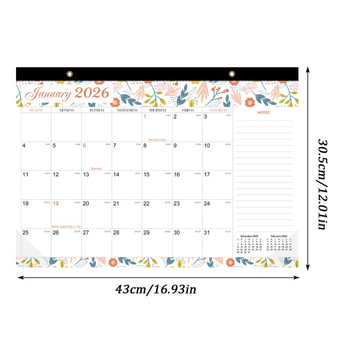 18μηνο Ημερολόγιο Τοίχου (Ιαν 2026–Ιούν 2027), Μεγάλο Μπλε Κλασικό Σχέδιο με 1