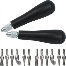 2Sets Linoleum Carving Tools Cutter Kit-with 6 Type Blades,Linocut Stamp Cutting Print Making Material,for DIY Sculpture