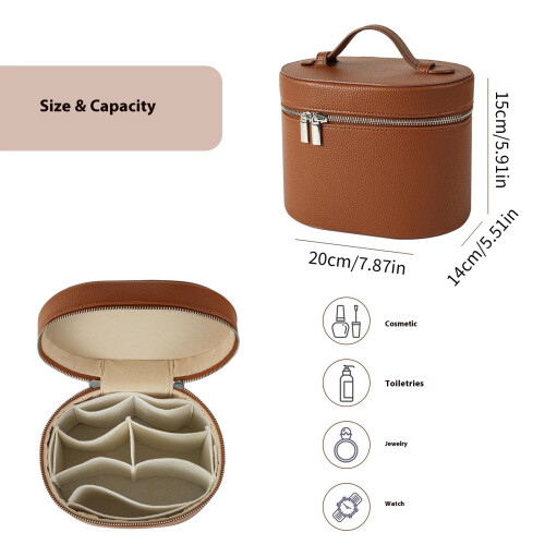 Leren toilettas, waterdicht, met ritssluiting, cosmetisch etui 2